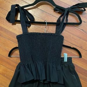 KOURT JUNIPER SMOCKED TANK TOP WOMENS BLACK TIE SHOULDER STRAP FRILL